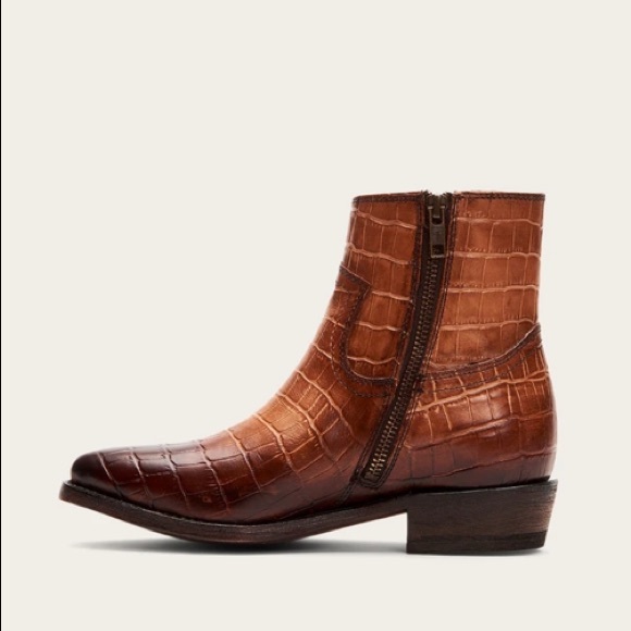 Frye Billy Croc Leather Inside Zip Ankle Booties - Picture 6 of 16